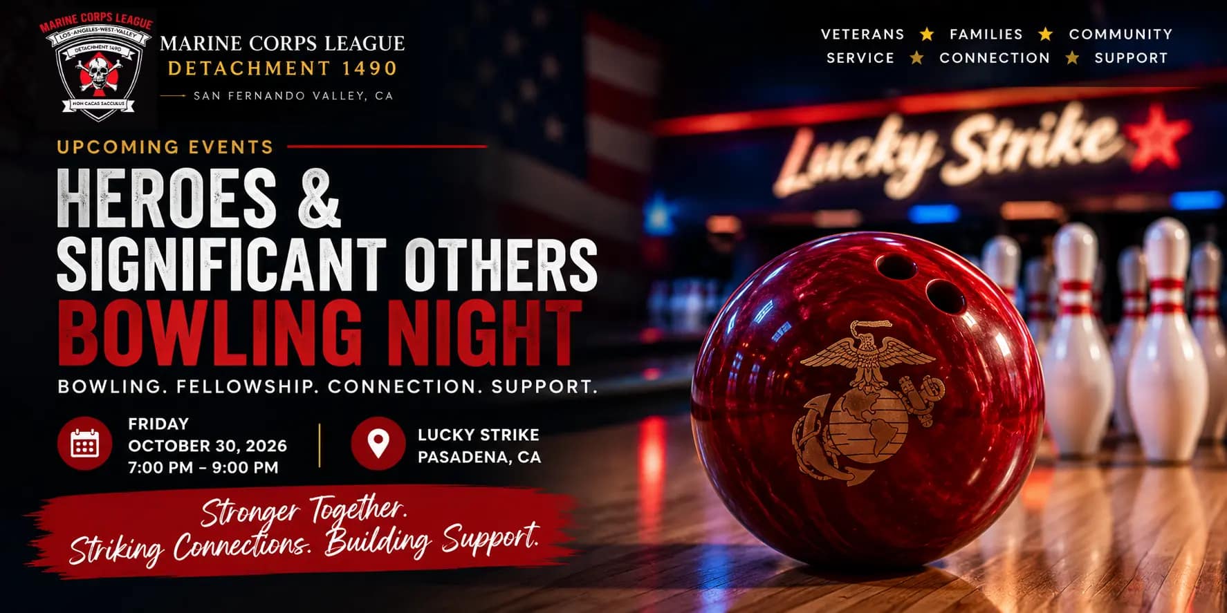 Heroes and Significant Others Bowling Night at Lucky Strike Pasadena on October 30, 2026